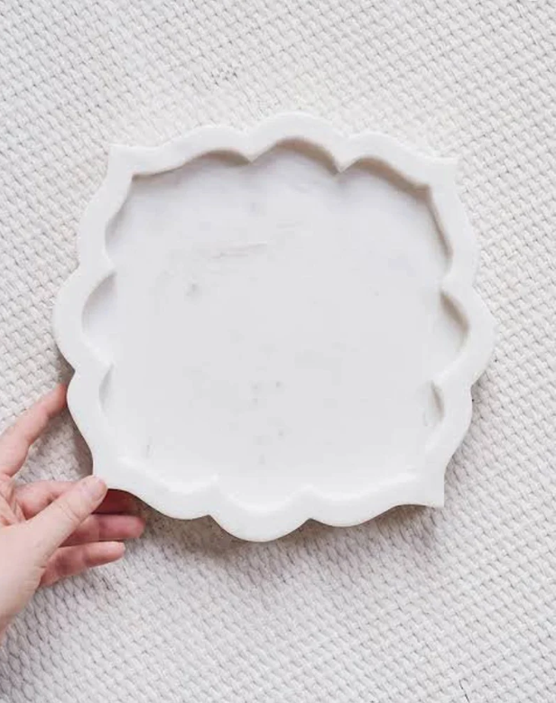 Taj Mahal White Marble Tray